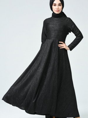 Sefamerve Siyah Simli Elbise