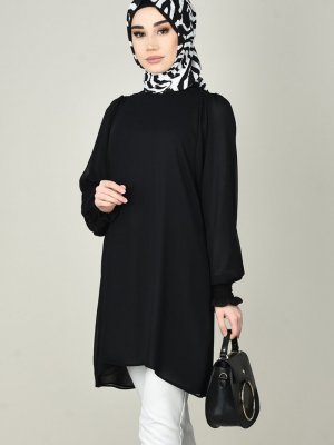 Sefamerve Siyah Gipeli Abiye Tunik