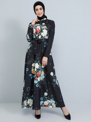 Tavin Siyah Çiçekli Elbise