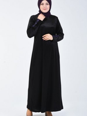 Sefamerve Siyah Büyük Beden Kadife Elbise