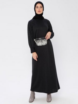 Sevit-Li Siyah Beli Kuşaklı Elbise