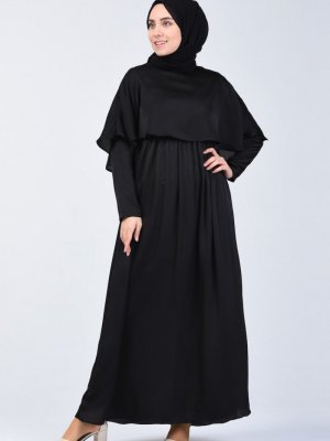 Sefamerve Siyah Pelerinli Elbise