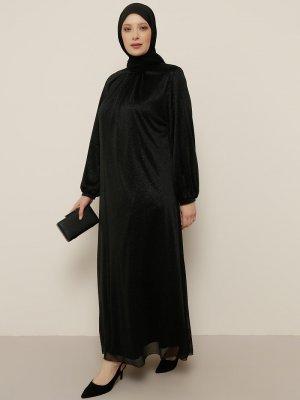 Alia Siyah Sade Abiye Elbise