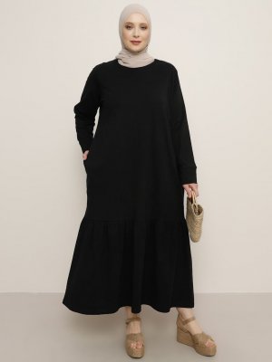 Alia Siyah Cep Detaylı Elbise