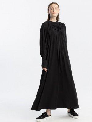 TOUCHE Siyah Büzgülü Örme Elbise
