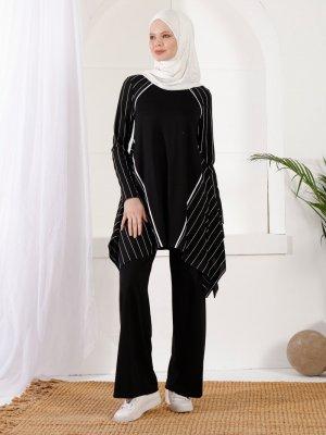 İnşirah Siyah Tunik&Pantolon İkili Takım