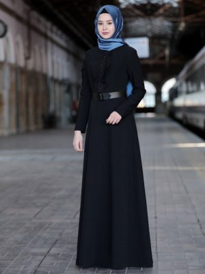 Azra Design Siyah Ela Abiye Elbise