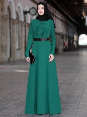 Azra Design Zümrüt Yeşili Ela Abiye Elbise