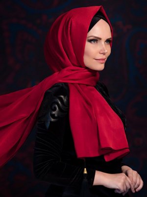Muslima Wear Kırmızı Püsküllü Şal