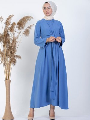 Savewell Woman Mavi Önden Bağlamalı Elbise