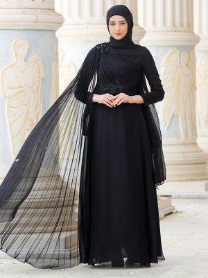 Nurbanu Kural Siyah Alya Abiye Elbise