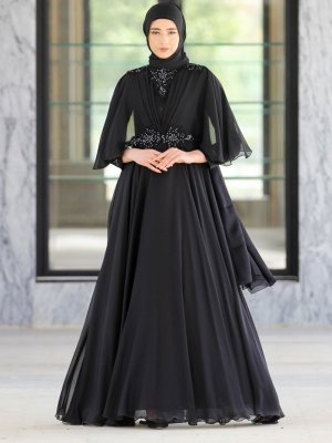 Nurbanu Kural Siyah Beren Abiye Elbise