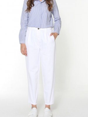 Allday Beyaz Doğal Kumaş Slouchy Pantolon