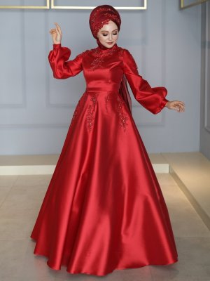 My Dreams Collection Kırmızı Yasemen Abiye Elbise