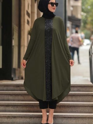 Neva Style Pul Detaylı Haki Tunik