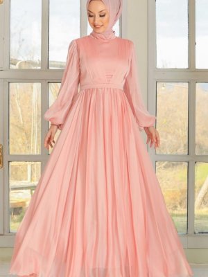 Neva Style Pudra Balon Kol Abiye Elbise