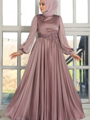 Neva Style Vizon Dantelli Abiye Elbise