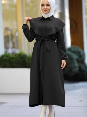 Neva Style Siyah Kuşaklı Elbise