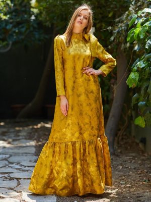 Al Tatari Sarı Volan Detaylı Elbise
