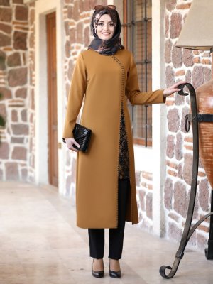 FUVAL MODA Taba Sahra Tunik&Pantolon Abiye Takım
