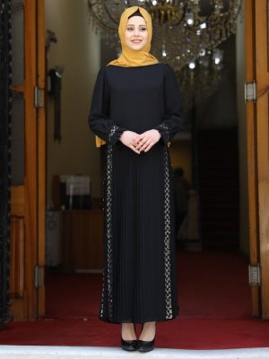 Amine Hüma Siyah Mina Abiye Elbise