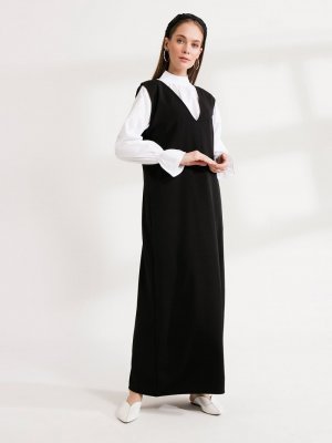 Ceylan Otantik Siyah Sade Elbise