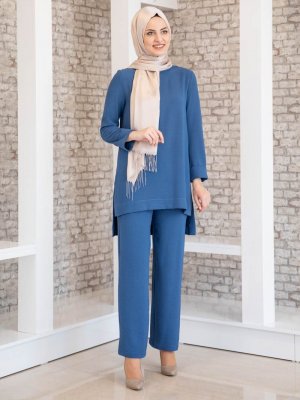 Fashion Showcase Design İndigo Ayda Tunik&Pantolon İkili Abiye Takım