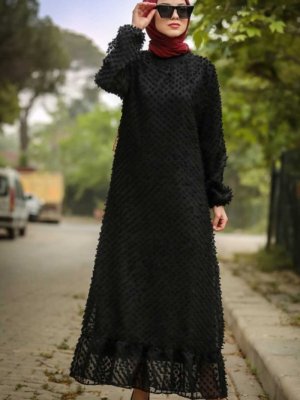 Neva Style Siyah Aplikeli Elbise