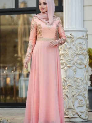 Neva Style Somon Payet Detaylı Abiye Elbise