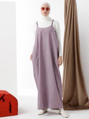 Phull Lila Kot Organik Kumaş Elbise